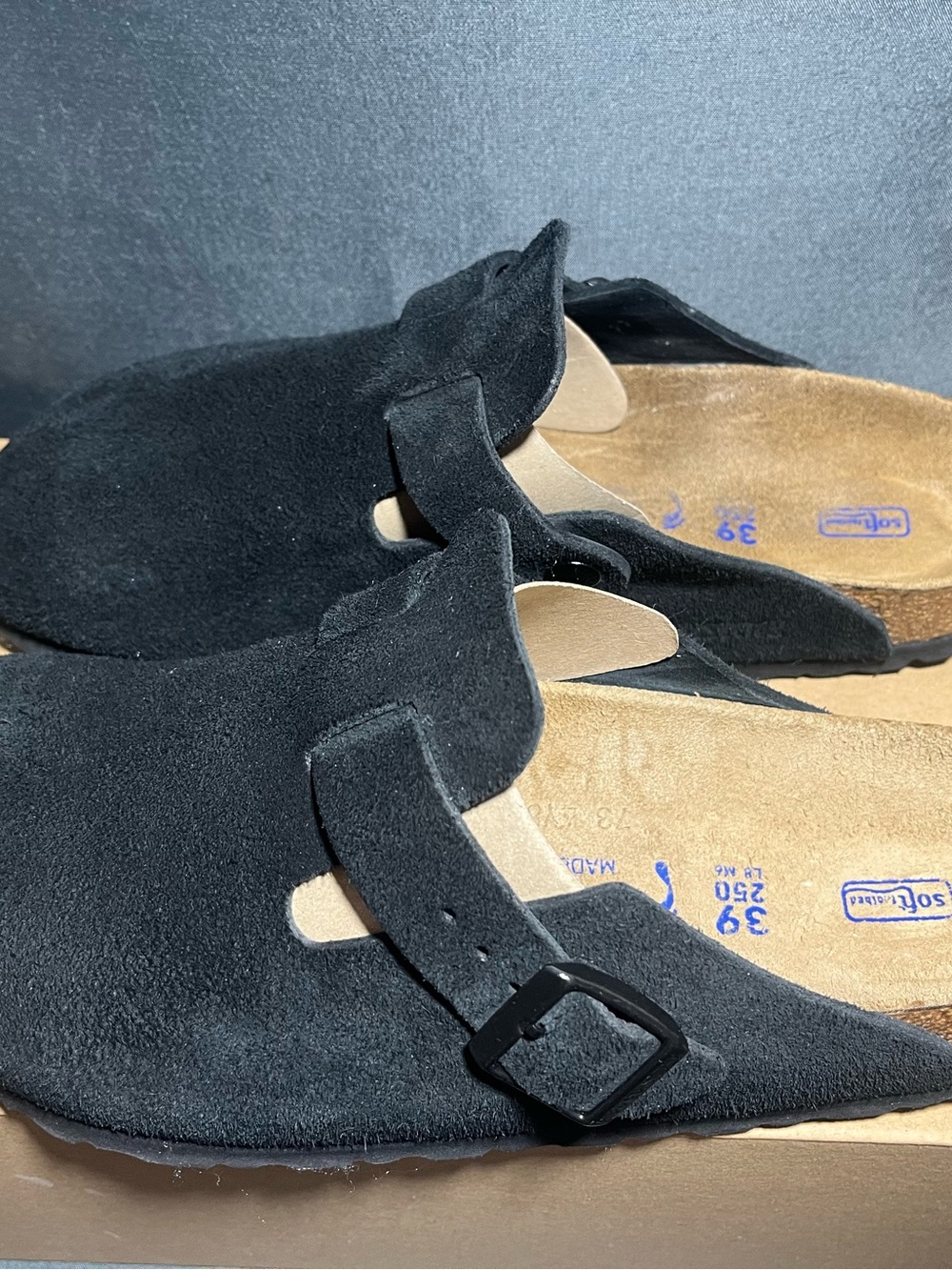 Birkenstock Black Suede Slip-On Buckle Mule